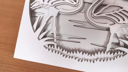 C182-Flamingo Layered Scroll Saw Pattern - Alex Fox Patterns