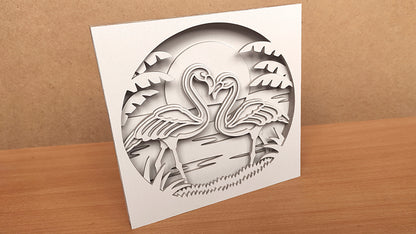 C182-Flamingo Layered Scroll Saw Pattern - Alex Fox Patterns