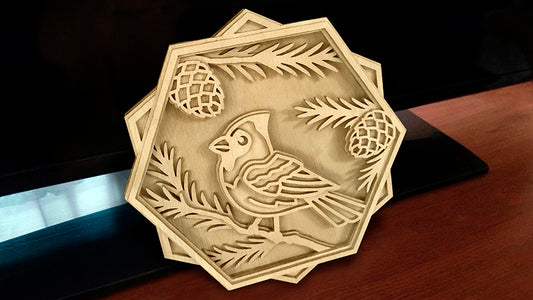 C185-Cardinal Layered Scroll Saw Pattern - Alex Fox Patterns