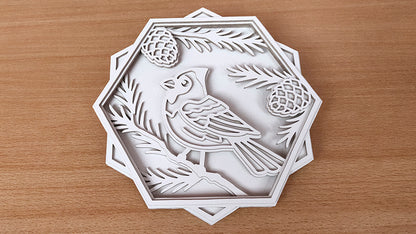 C185-Cardinal Layered Scroll Saw Pattern - Alex Fox Patterns