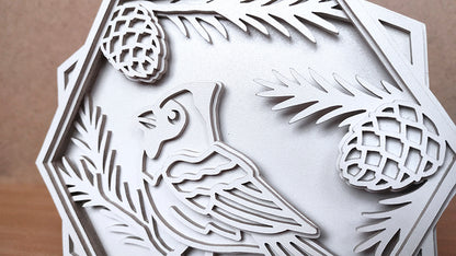 C185-Cardinal Layered Scroll Saw Pattern - Alex Fox Patterns