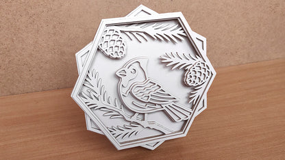 C185-Cardinal Layered Scroll Saw Pattern - Alex Fox Patterns
