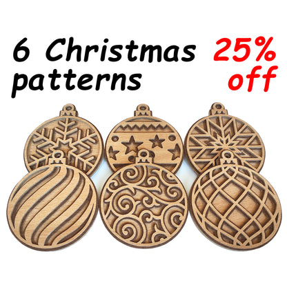 C186-Christmas Ball Set Layered Scroll Saw Patterns - Alex Fox Patterns