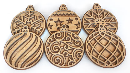 C186-Christmas Ball Set Layered Scroll Saw Patterns - Alex Fox Patterns