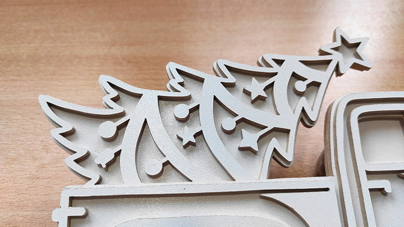 C187-Christmas Truck Layered Scroll Saw Pattern - Alex Fox Patterns