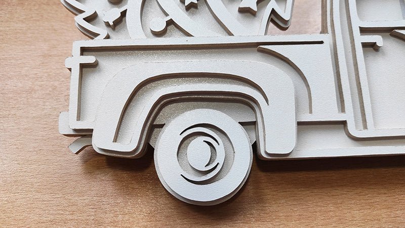 C187-Christmas Truck Layered Scroll Saw Pattern - Alex Fox Patterns