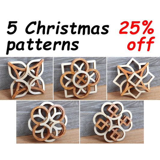 C188-Christmas Ornament Set Layered Scroll Saw Patterns - Alex Fox Patterns