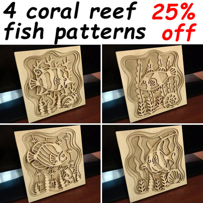 C191-Coral Reef Fish Layered Scroll Saw Patterns - Alex Fox Patterns