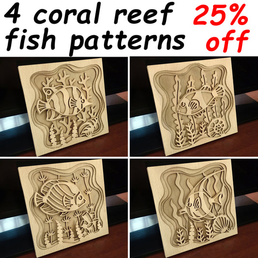 C191-Coral Reef Fish Layered Scroll Saw Patterns - Alex Fox Patterns