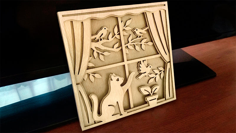 C192-Cat In Window Scroll Saw Pattern - Alex Fox Patterns