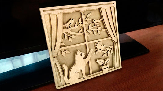 C192-Cat In Window Scroll Saw Pattern - Alex Fox Patterns