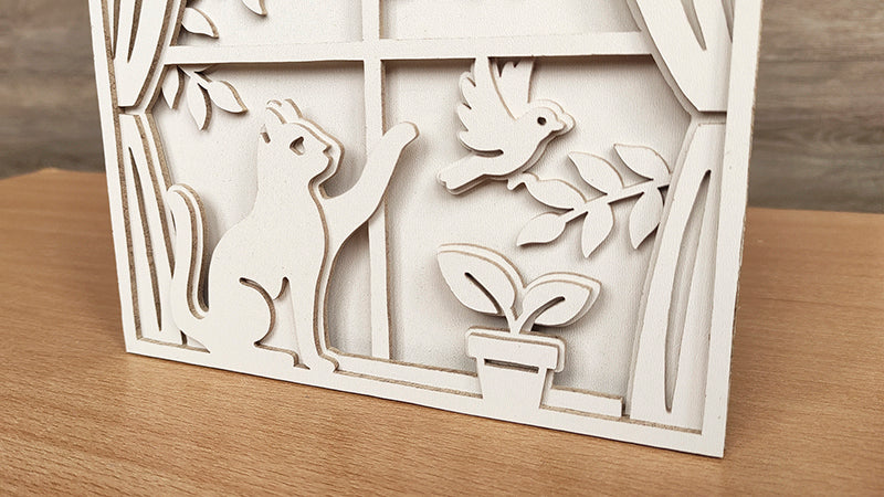 C192-Cat Layered Scroll Saw Pattern - Alex Fox Patterns