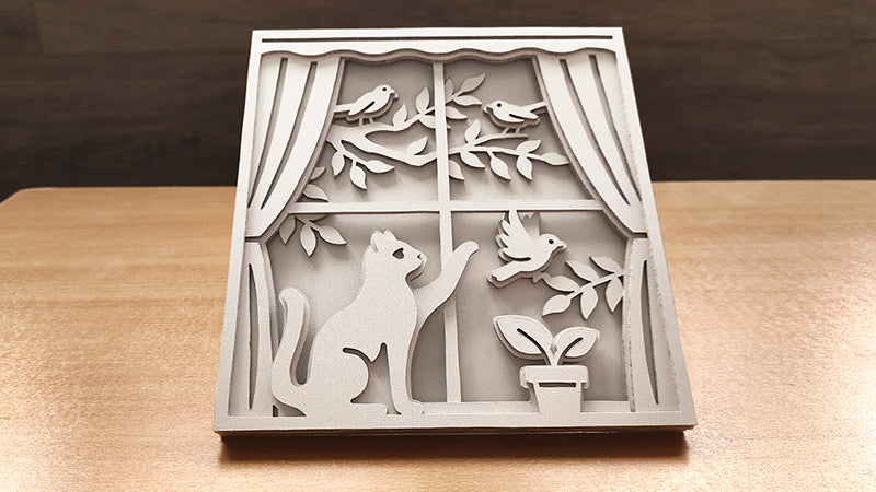 C192-Cat Layered Scroll Saw Pattern - Alex Fox Patterns