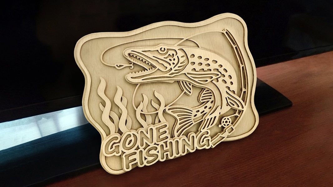 C193-Gone Fishing Layered Scroll Saw Pattern - Alex Fox Patterns