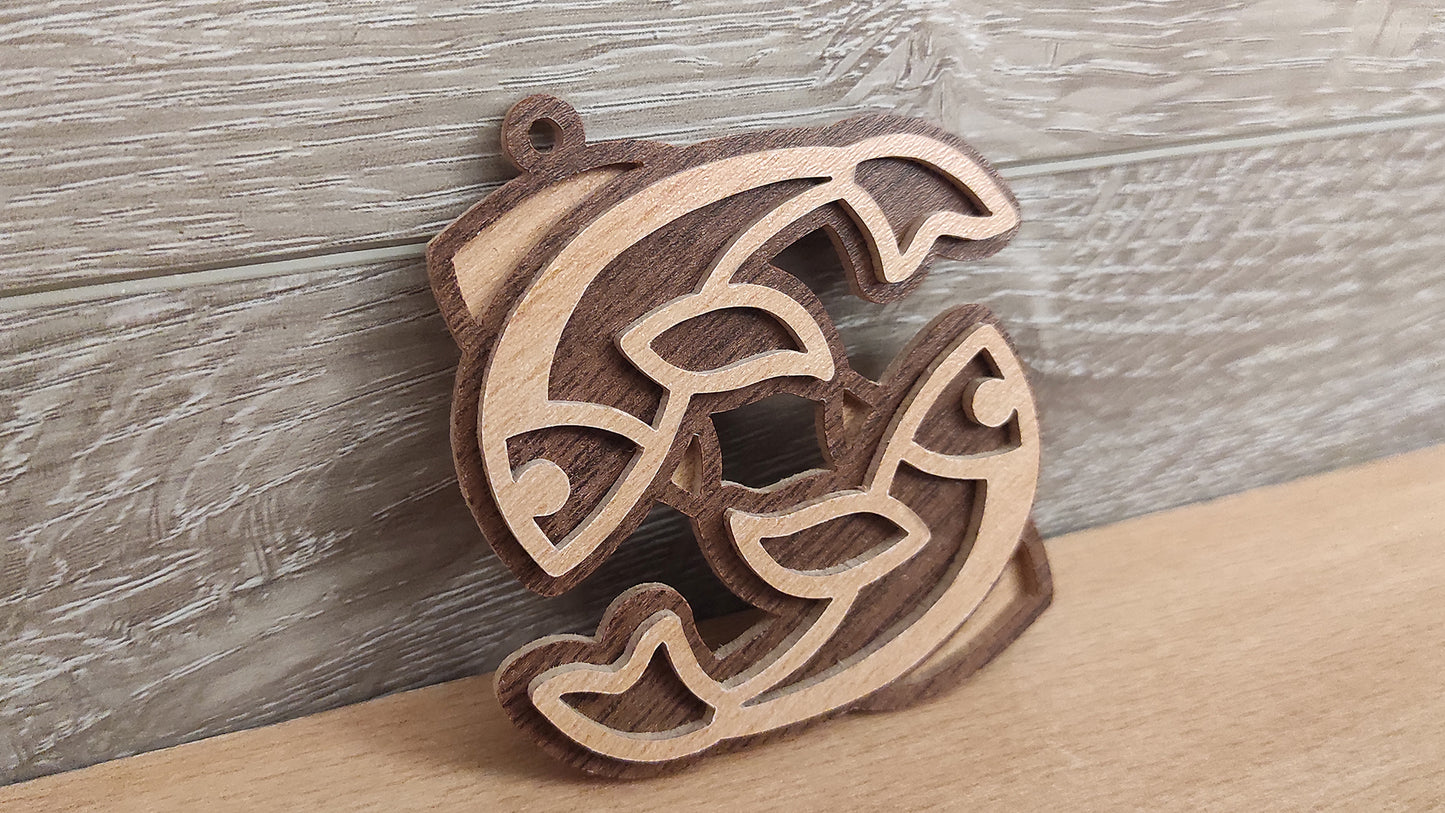C200-Pisces Layered Scroll Saw Pattern - Alex Fox Patterns