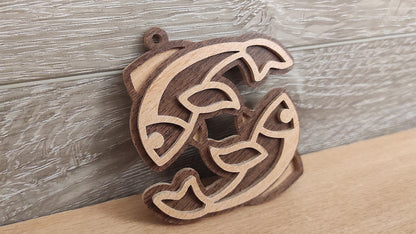 C200-Pisces Layered Scroll Saw Pattern - Alex Fox Patterns