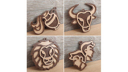 C200-Zodiac Sign Set Layered Scroll Saw Patterns - Alex Fox Patterns