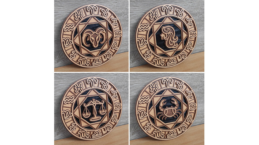 C200-Zodiac Sign Set Layered Scroll Saw Patterns - Alex Fox Patterns