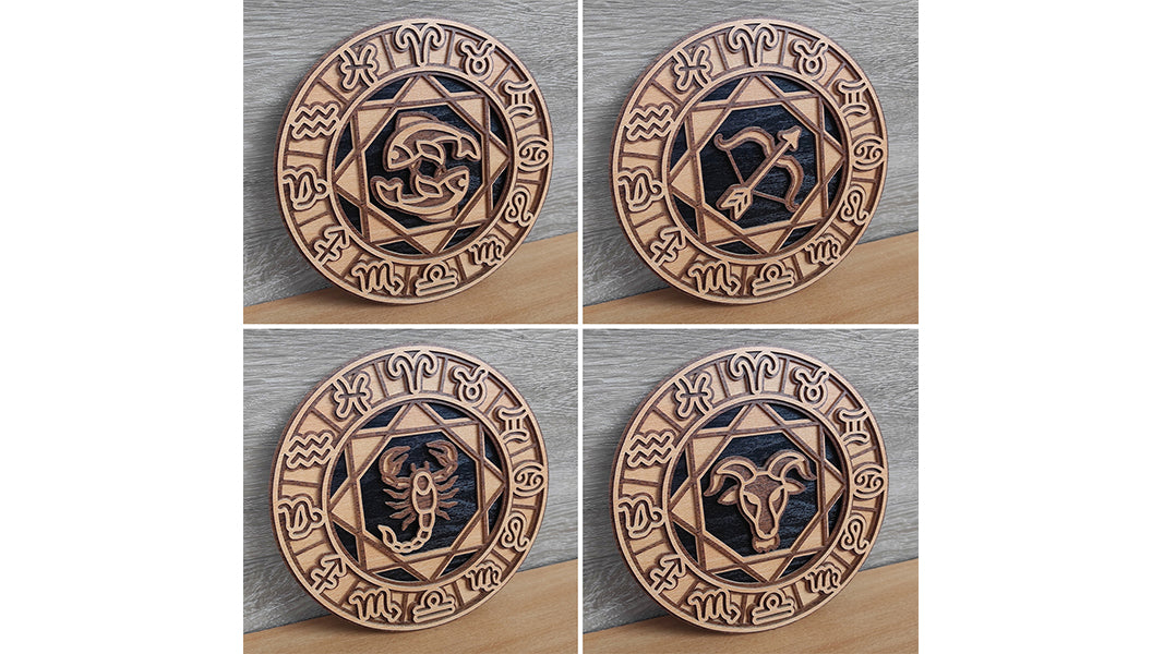C200-Zodiac Sign Set Layered Scroll Saw Patterns - Alex Fox Patterns