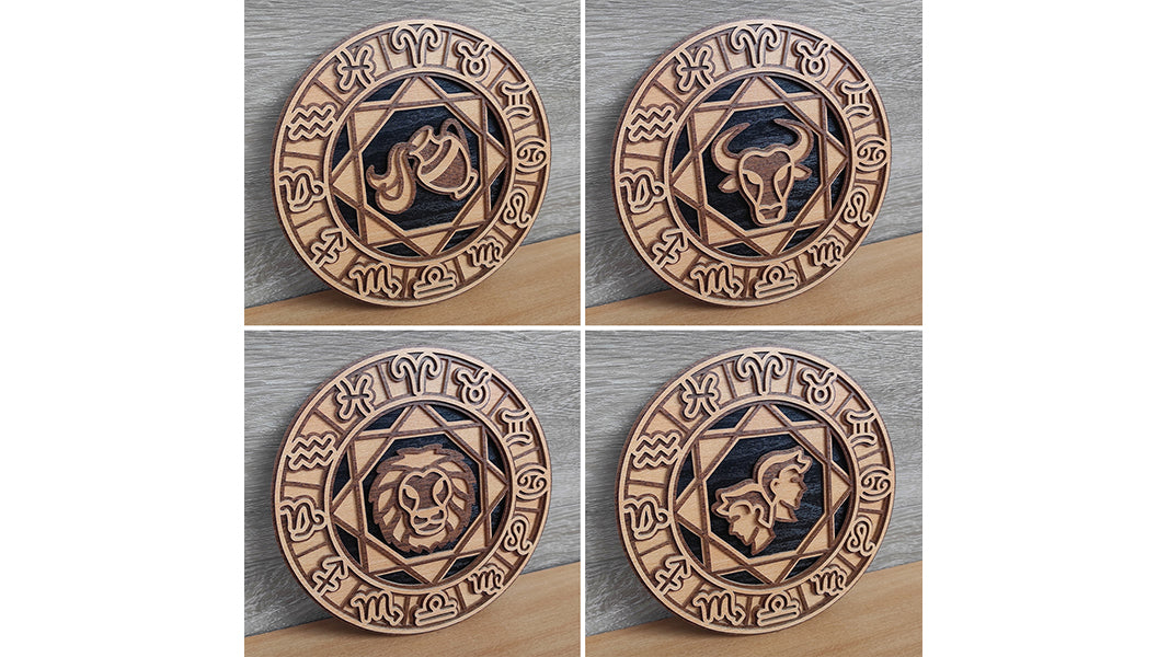 C200-Zodiac Sign Set Layered Scroll Saw Patterns - Alex Fox Patterns