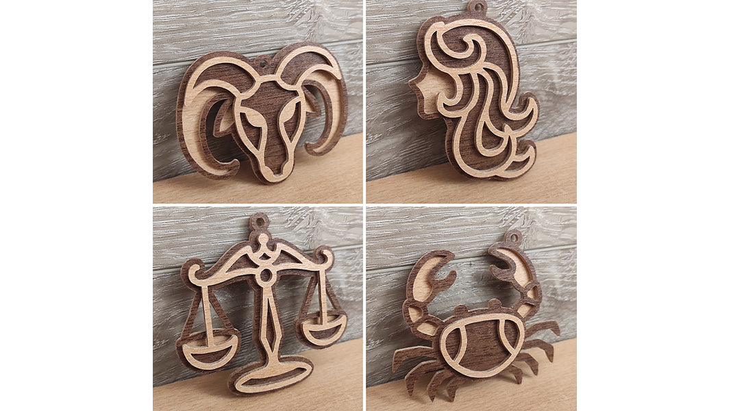 C200-Zodiac Sign Set Layered Scroll Saw Patterns - Alex Fox Patterns