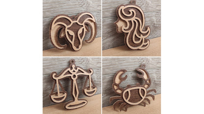 C200-Zodiac Sign Set Layered Scroll Saw Patterns - Alex Fox Patterns