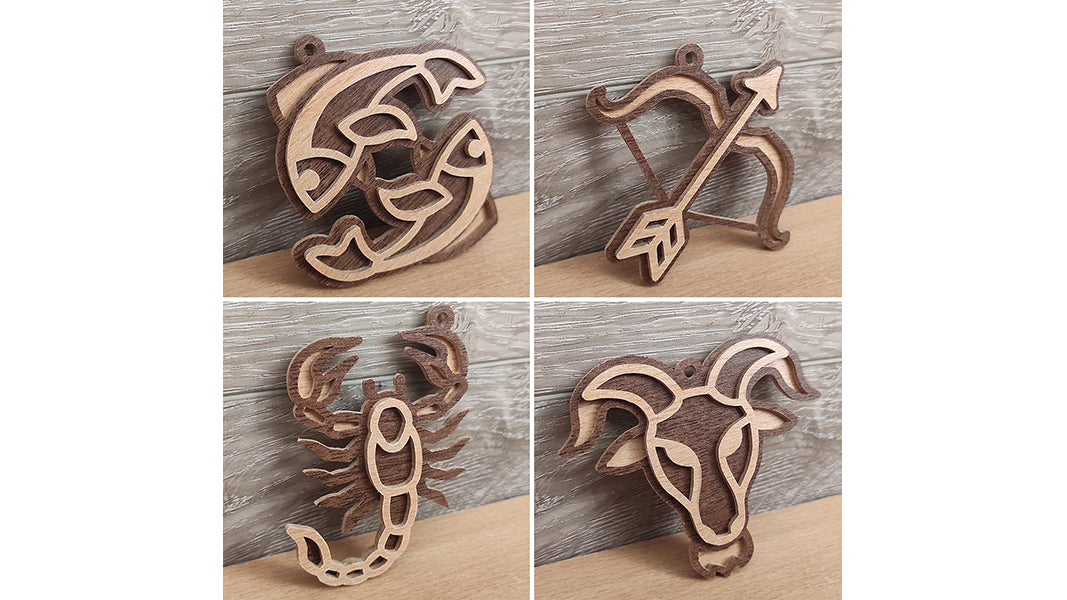 C200-Zodiac Sign Set Layered Scroll Saw Patterns - Alex Fox Patterns