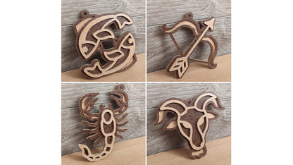 C200-Zodiac Sign Set Layered Scroll Saw Patterns - Alex Fox Patterns