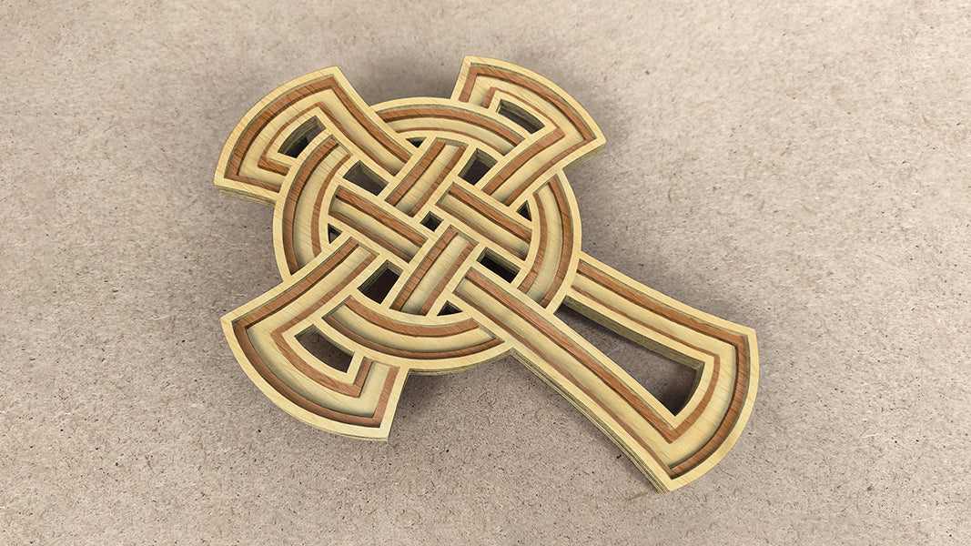 C201-Celtic Cross Layered Scroll Saw Pattern - Alex Fox Patterns