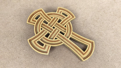 C201-Celtic Cross Layered Scroll Saw Pattern - Alex Fox Patterns