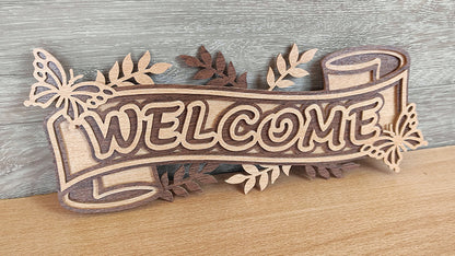 C202-Welcome Layered Scroll Saw Pattern - Alex Fox Patterns