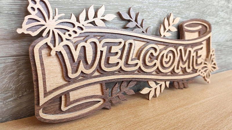C202-Welcome Layered Scroll Saw Pattern - Alex Fox Patterns