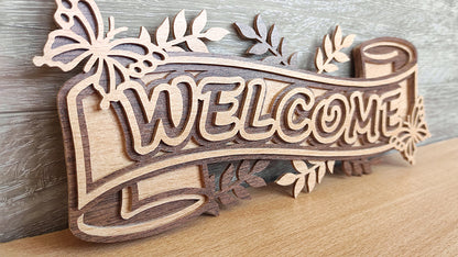 C202-Welcome Layered Scroll Saw Pattern - Alex Fox Patterns