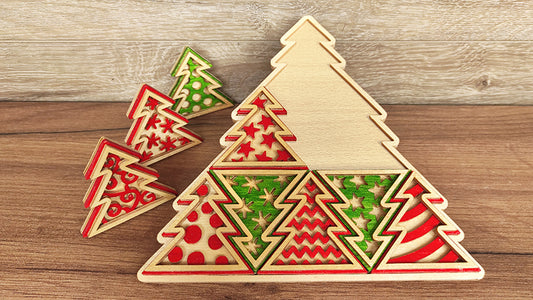 C204-Christmas Tree Puzzle Layered Scroll Saw Pattern - Alex Fox Patterns