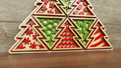 C204-Christmas Tree Puzzle Layered Scroll Saw Pattern - Alex Fox Patterns