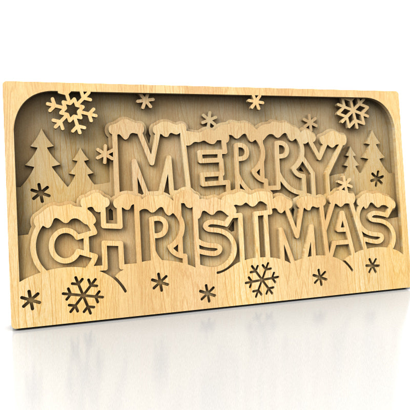 C206-Merry Christmas Layered Scroll Saw Pattern - Alex Fox Patterns