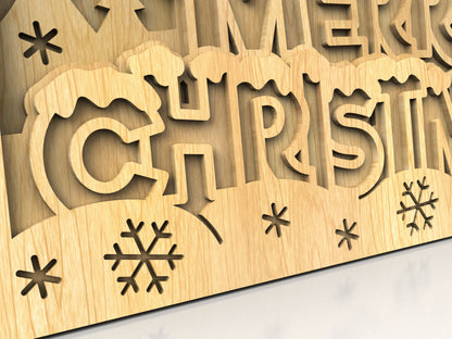 C206-Merry Christmas Layered Scroll Saw Pattern - Alex Fox Patterns