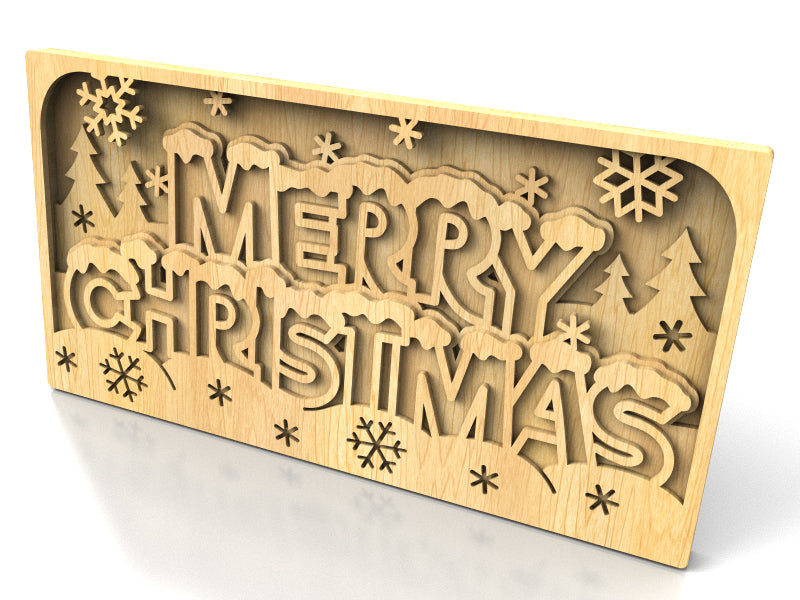 C206-Merry Christmas Layered Scroll Saw Pattern - Alex Fox Patterns