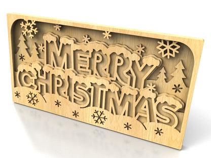 C206-Merry Christmas Layered Scroll Saw Pattern - Alex Fox Patterns