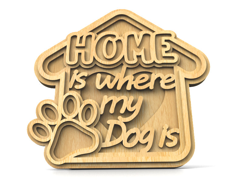 C207-Home Dog Layered Scroll Saw Pattern - Alex Fox Patterns