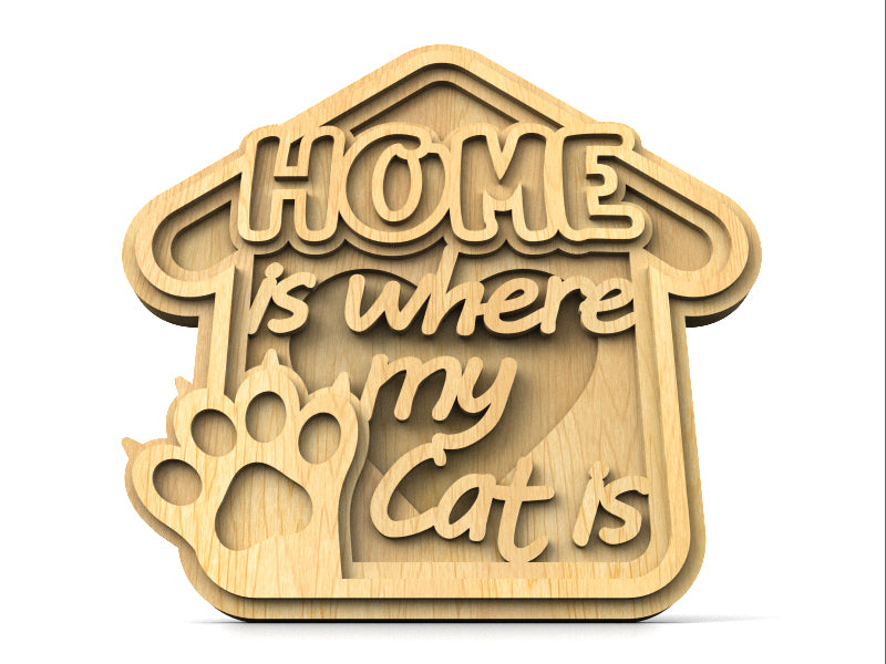 C207-Home Cat Layered Scroll Saw Pattern - Alex Fox Patterns