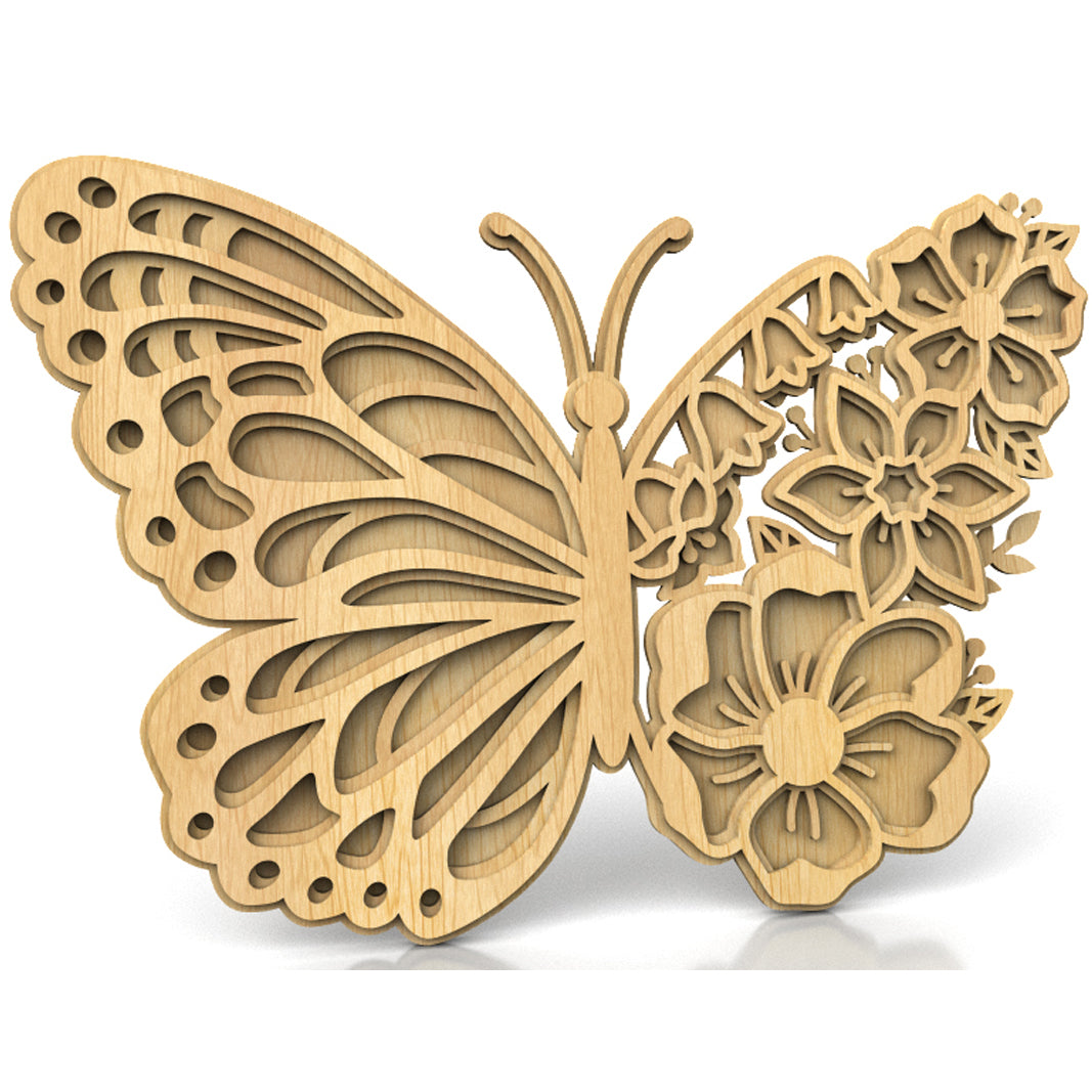 C209-Butterfly Layered Scroll Saw Pattern - Alex Fox Patterns