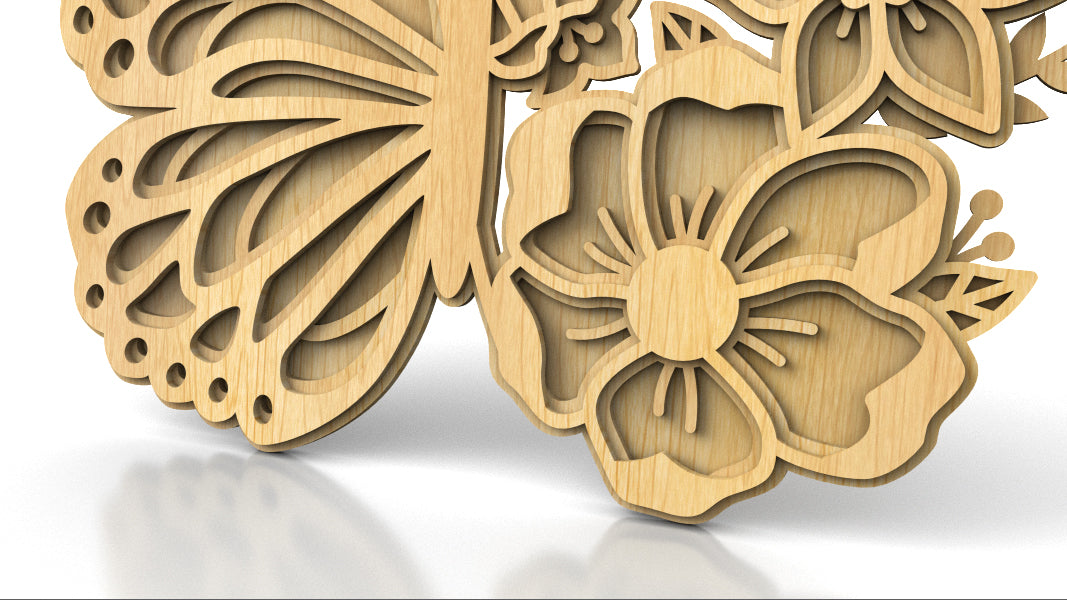 C209-Butterfly Layered Scroll Saw Pattern - Alex Fox Patterns