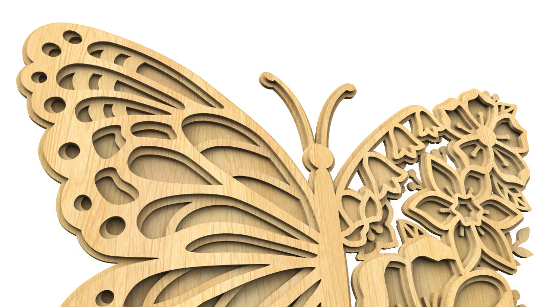 C209-Butterfly Layered Scroll Saw Pattern - Alex Fox Patterns