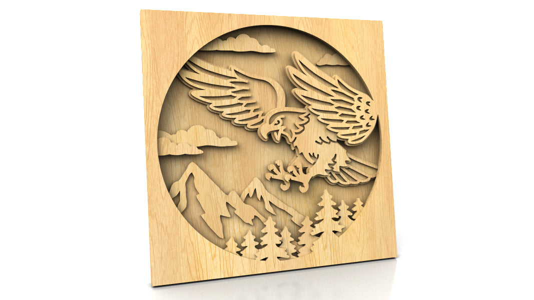 C210-Eagle Layered Scroll Saw Pattern - Alex Fox Patterns