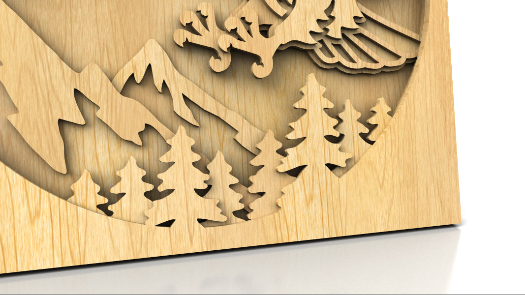 C210-Eagle Layered Scroll Saw Pattern - Alex Fox Patterns