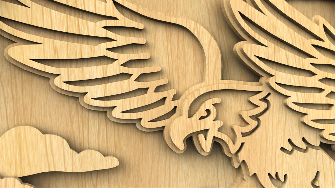 C210-Eagle Layered Scroll Saw Pattern - Alex Fox Patterns