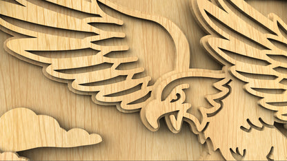 C210-Eagle Layered Scroll Saw Pattern - Alex Fox Patterns