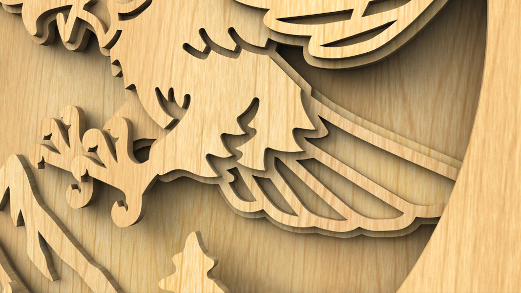 C210-Eagle Layered Scroll Saw Pattern - Alex Fox Patterns