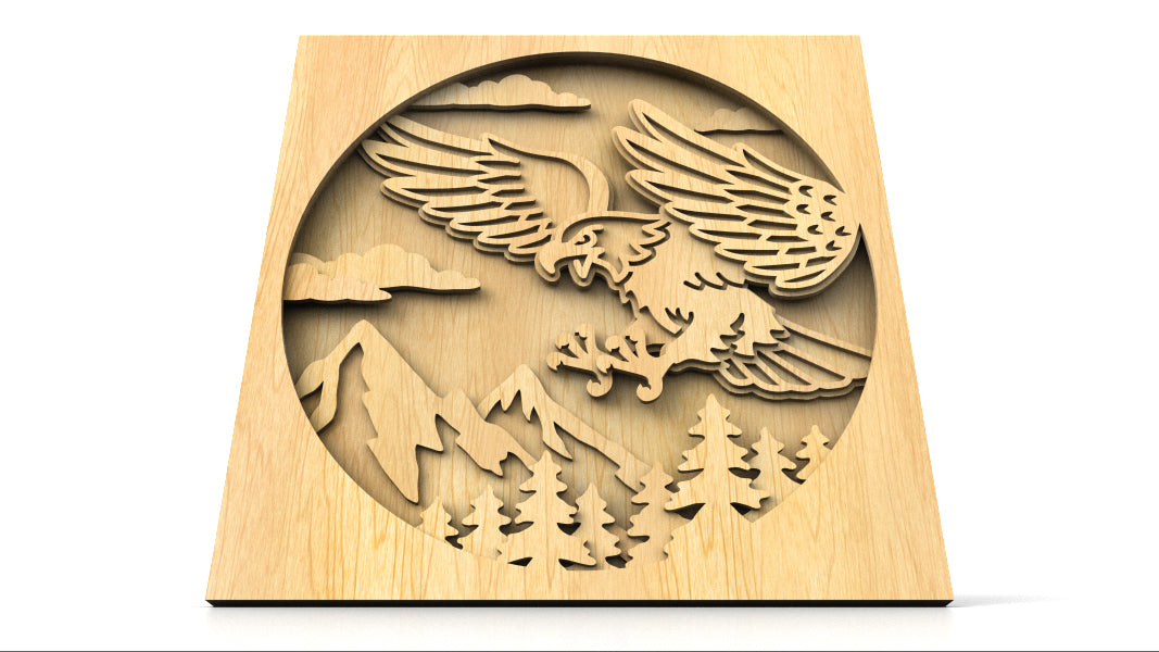 C210-Eagle Layered Scroll Saw Pattern - Alex Fox Patterns